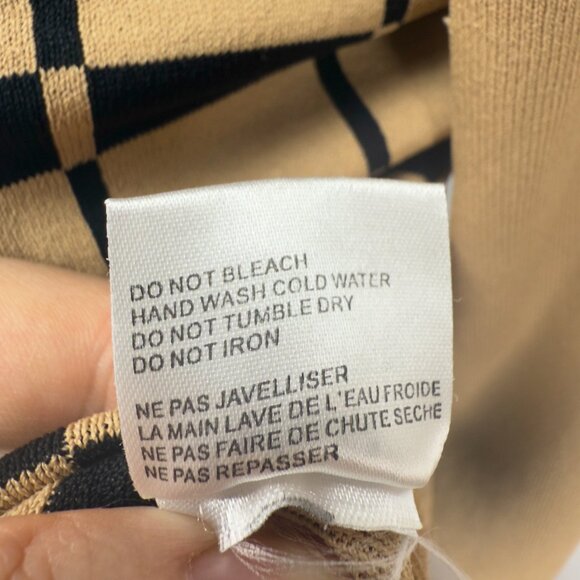 VALENTI VTG Designer Academia Windowpane Scoop Neck Camel/Black Knit Top Size XL - Picture 8 of 9